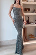 Febedress Sheer Embellished Scoop Neck Cami Maxi Evening Gown