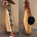 Febedress Stripes Splice Backless Ethnic Printed Maxi Cami Dress