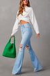 Febedress Distressed Bell Bottoms Ripped Trendy Jeans