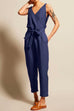 Febedress Casual V Neck Sleeveless Wrapped Jumpsuit