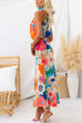 Febedress Sleeveless Tie Neck Waisted Floral Print Maxi Dress