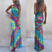 Febedress Sleeveless Halter Backless Maxi Tie Dye Dress