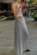 Febedress Elastic Waist Sequin A-line Maxi Skirt