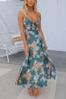 Febedress Floral Print Tie Front Cut Out Slit Midi Cami Dress