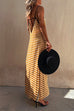 Febedress Stripes Splice Backless Ethnic Printed Maxi Cami Dress