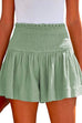 Febedress Elastic Smocked Waist Wide Leg Solid Shorts