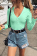 Febedress Buttoned V Neck Long Sleeves Bottoming Shirt