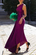 Febedress Sleeveless One Shoulder Cut Out Maxi Pleated Party Dress