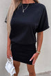 Febedress Crewneck Short Sleeve Waisted Solid Mini Dress