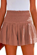 Febedress Elastic Smocked Waist Wide Leg Solid Shorts