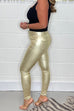 Febedress High Waist Metallic Faux Leather Skinny Pants