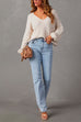 Febedress Raw Hem Distressed Straight Leg Denim Pants