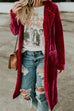 Febedress Lapel Pocketed Velvet Coat