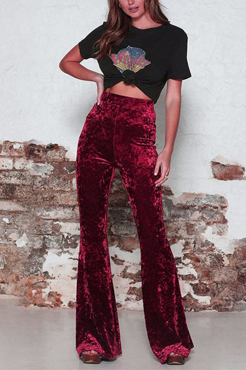 Febedress High Waist Flare Velvet Pants