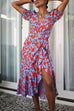 Febedress Wrap V Neck Printed Ruffle Hem Dress