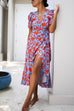 Febedress Wrap V Neck Printed Ruffle Hem Dress