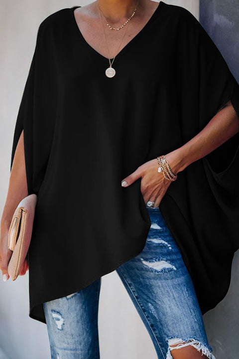 Febedress V Neck Half Sleeve Loose Batwing T-shirt