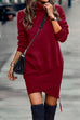 Febedress Turtleneck Long Sleeve Irregular Hem Dress