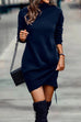 Febedress Turtleneck Long Sleeve Irregular Hem Dress