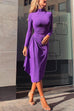 Febedress Mockneck Long Sleeve Ruched Glitter Dress