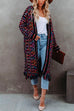 Febedress Tassel Open Front Multi-colored Print Knit Cardigans