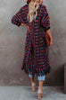 Febedress Tassel Open Front Multi-colored Print Knit Cardigans