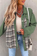 Febedress Button Down Long Sleeve Splice Plaid Jacket