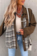 Febedress Button Down Long Sleeve Splice Plaid Jacket