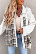 Febedress Button Down Long Sleeve Splice Plaid Jacket