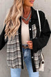 Febedress Button Down Long Sleeve Splice Plaid Jacket