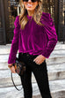 Febedress Turtleneck Puff Sleeve Loose Velvet Sweatshirt