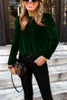 Febedress Turtleneck Puff Sleeve Loose Velvet Sweatshirt