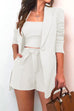 Febedress Square Collar Top and One Button Cardigans Tie Waist Shorts Three Pieces