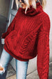 Febedress Winter Turtleneck Long Sleeve Solid Knit Sweater