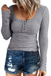 Febedress Crewneck Buttons Long Sleeve Bottoming Top