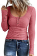 Febedress Crewneck Buttons Long Sleeve Bottoming Top