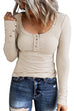 Febedress Crewneck Buttons Long Sleeve Bottoming Top