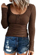 Febedress Crewneck Buttons Long Sleeve Bottoming Top