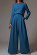 Febedress Crewneck Long Sleeve Pullover and Wide Leg Pants Solid Set