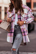 Febedress Casual Lapel Button Down Pockets Plaid Cardigans