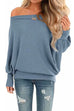 Febedress Solid Batwing Long Sleeves Waffle Top