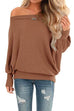 Febedress Solid Batwing Long Sleeves Waffle Top