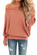 Febedress Solid Batwing Long Sleeves Waffle Top