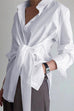 Febedress Lapel Long Sleeve Button Down Knot Front Shirt