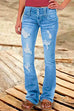 Febedress Button Down Distressed Ripped Jeans with Pockets