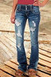 Febedress Button Down Distressed Ripped Jeans with Pockets