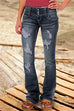 Febedress Button Down Distressed Ripped Jeans with Pockets