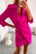 Febedress Solid Wrap V Neck High Waist Blazer Dress