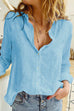 Febedress Solid Button Down Cotton Linen Blouse Shirt