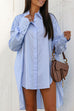 Febedress Lapel High Low Hem Button Down Shirt